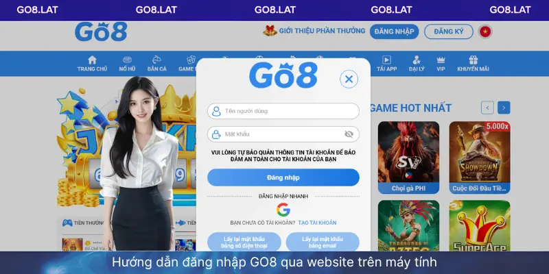 Hướng dẫn đăng nhập GO8 qua website trên máy tính